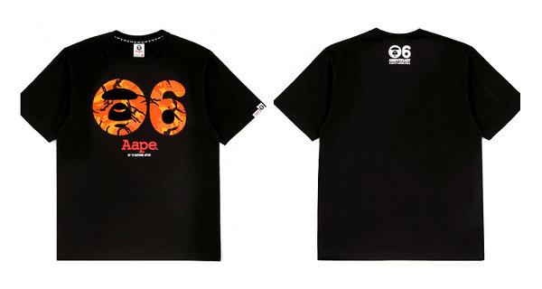 AAPE 推出六周年限量版印花T恤，橙色猿颜迷彩是标志~
