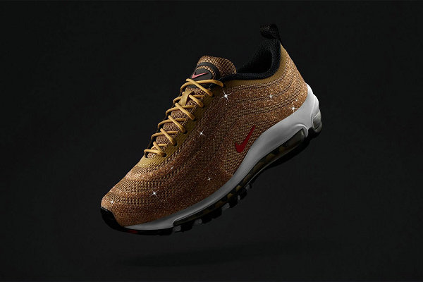 女性专属！Nike x 施华洛世奇联名 Air Max 97 鞋款“金子弹”配色即将上架
