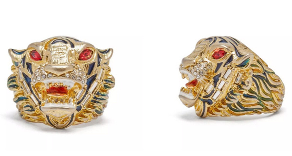 Gucci金色水晶虎头戒指发售，以40年代动物主题为灵感