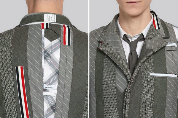 Thom Browne 全新领带缝制金西装外套释出，售价不菲