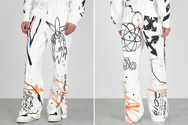 Off-White x Futura 全新联名涂鸦裤款1.jpg